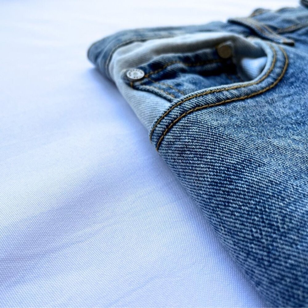 ANDERSSON BELL HIGH RISE PATCHWORK DENIM FLARED RAW HEM CROPPED JEANS - M - Picture 12 of 13